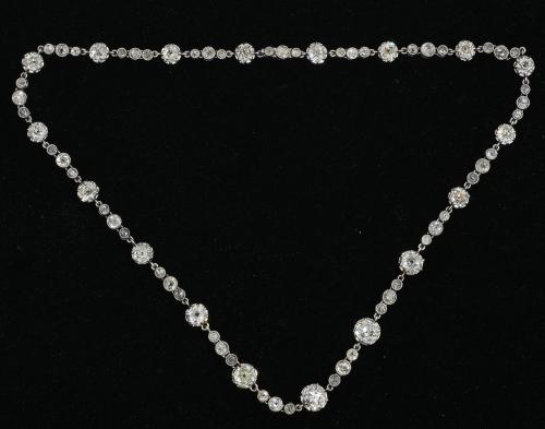 Pretty Victorian diamond gold silver necklace, circa 1880