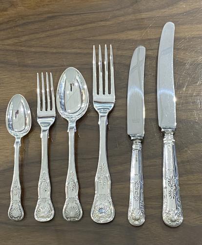 Victorian silver kings pattern cutlery flatware service set 1855 James McKay of Edinburgh 