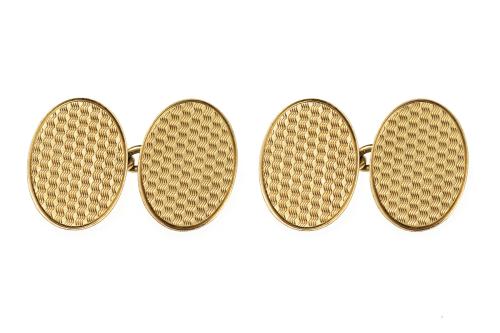 Engraved Oval Gold Cufflinks made in England 1927