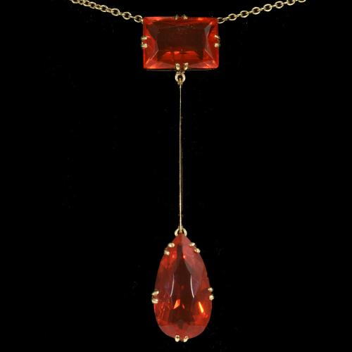 Fine fire opal gold drop pendant, circa 1900