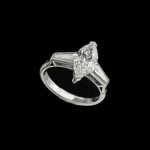Marquise diamond ring signed Boodles, circa 1980