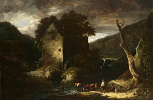 Benjamin Barker of Bath, A wooded river landscape with drovers