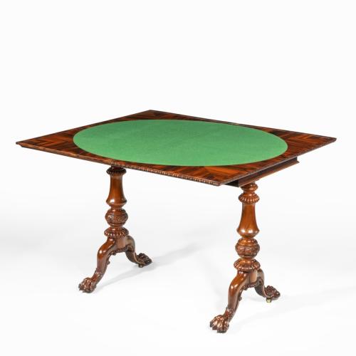 early Victorian Goncalo Alves card table attributed to Gillows,
