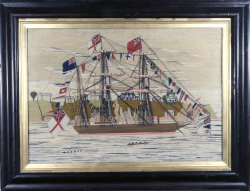 Sailor's Woolwork of a Fully Dressed Royal Navy Ship  Circa 1865-75