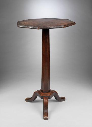 Unusual Vernacular Octagonal Candlestand With Octagonal Stem and Platform Raised on Three Shaped Feet Richly Patinated Oak English, c.1830 £