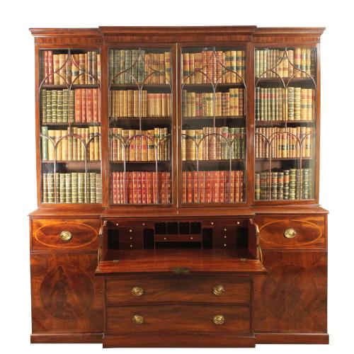 Georgian mahogany breakfront bookcase