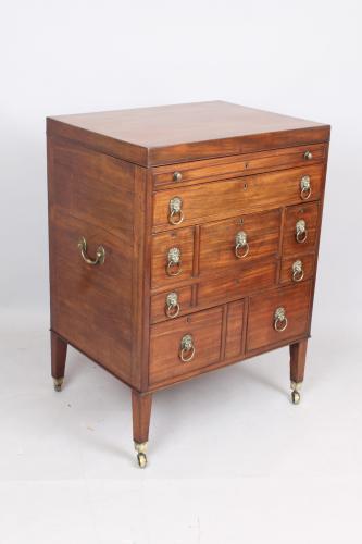 George III period mahogany campaign or travelling dressing chest