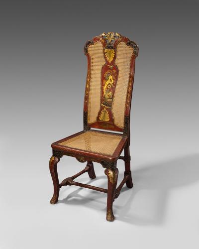18th century red japanned side chair