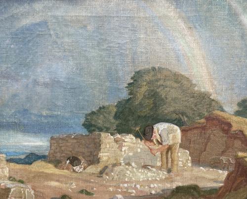 A Cotswold Stonebreaker, Early 20th Century British oil by Charles March Gere