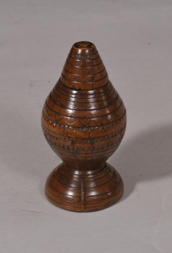 S/4963 Antique Treen 18th Century Fruitwood Spice Pot