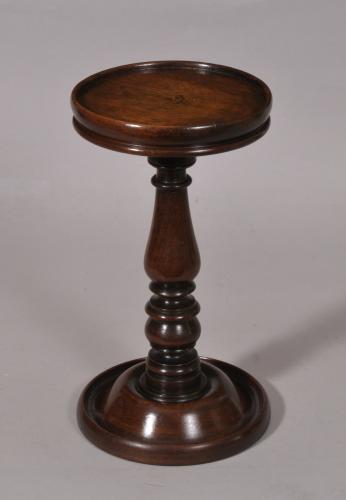 S/4975 Antique Treen Early 19th Century Mahogany Candle Stand