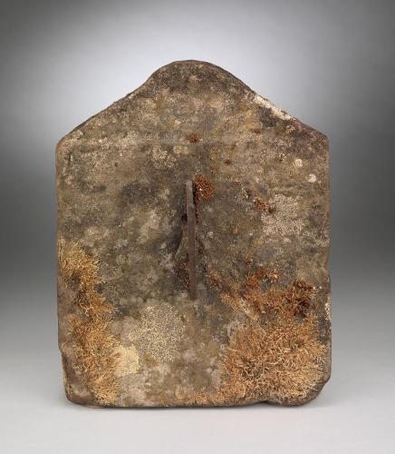 Rare Early Architectural Sundial With primitive Human Face Carved Cresting Hand Carved Stone and Metal Scottish, c. 1680
