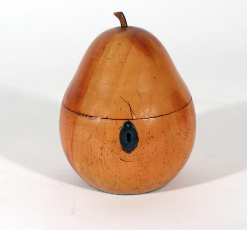 English Georgian Antique Pear Fruitwood Tea Caddy,  Late 18th Century