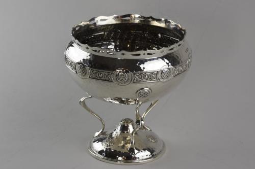 Arts and Crafts planished silver Rose bowl
