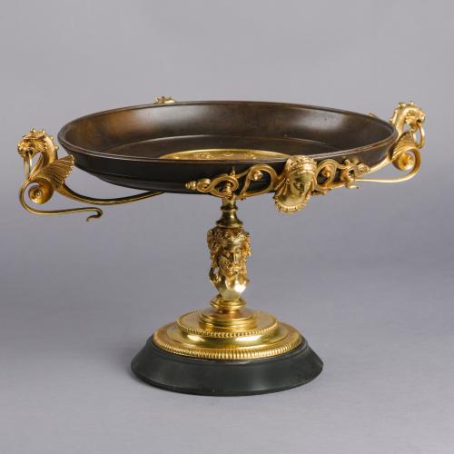 A Fine Neoclassical Revival Gilt and Patinated Bronze Tazza.  French, Circa 1870. 
