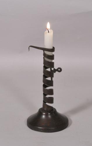 S/4995 Antique Treen Early 19th Century Spiral Candlestick