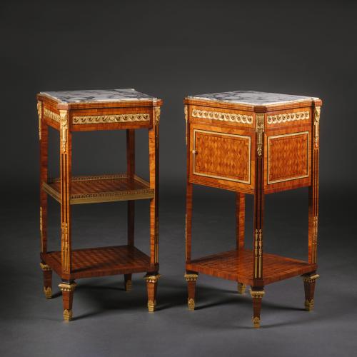 Louis XVI Style Gilt-Bronze Mounted Parquetry Beside Tables