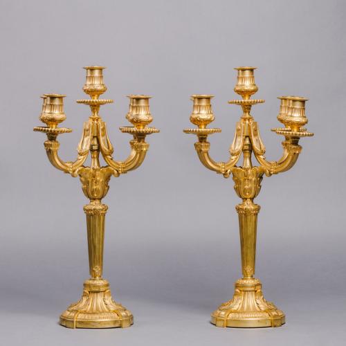 Louis XVI Style Gilt-Bronze Five-Light Candelabra