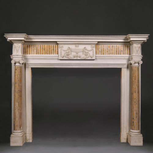 George III Period Carrara Marble And Sienna Marble Chimney Piece