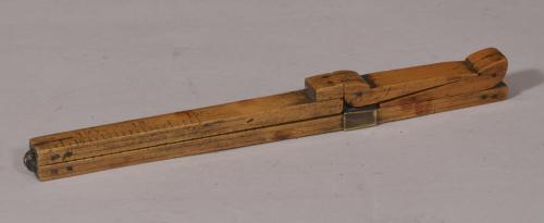 S/4999 Antique Treen 19th Century Boxwood Sliding Foot Rule