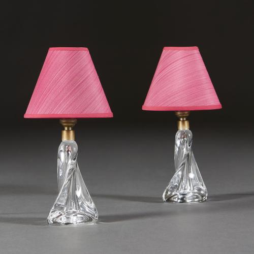 A Pair of Small Twisted Glass Lamps