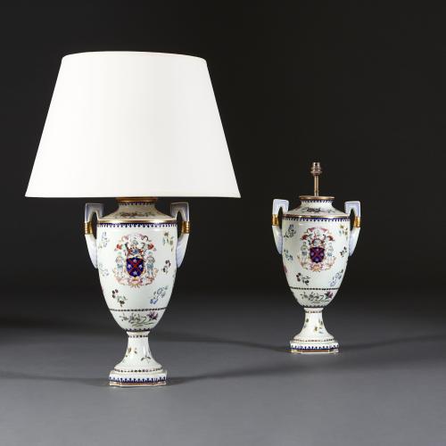 A large pair of Samson armorial vases