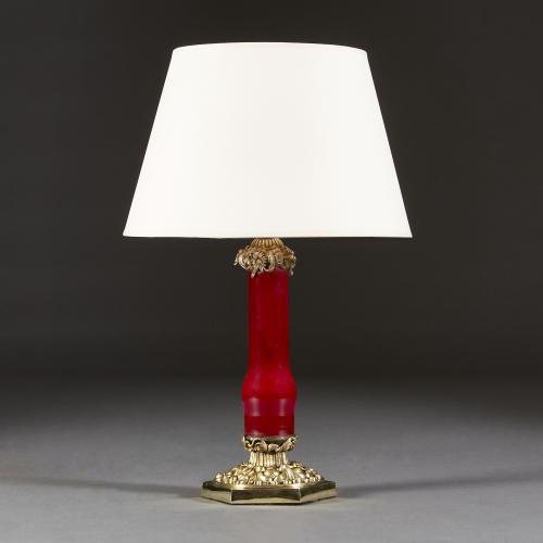 William IV Red Glass Column Lamp