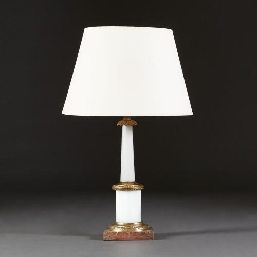 A White Opaline Column Lamp