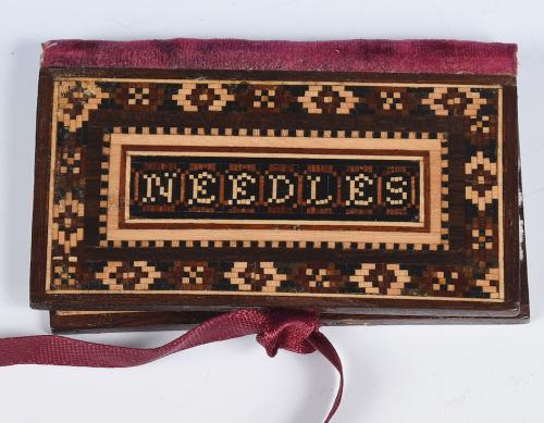 Tunbridge Ware Needle Book with Needles in mosaices