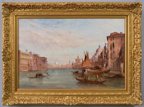 Townscape oil painting of the Dogana, Venice by Alfred Pollentine