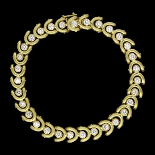 Van Cleef & Arpels Supple Vintage Gold And Diamond Bracelet Circa 1955