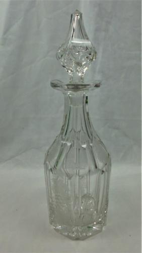 heavy crystal glass decanter engraved with fruiting vines