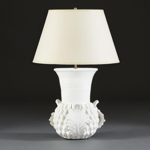 Unusual White Ceramic Pineapple Lamp