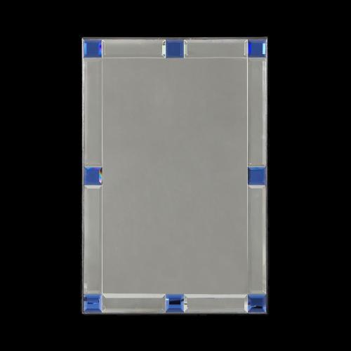A Small Mid-Century Italian Mirror with Blue Cut Glass Corners