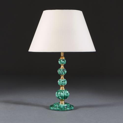 Malachite and Brass Lamp