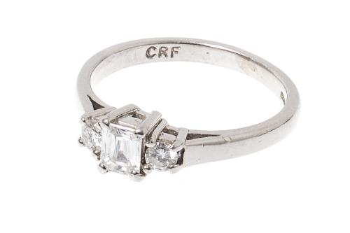 Diamond Ring in Platinum with Baguette Cut Diamond