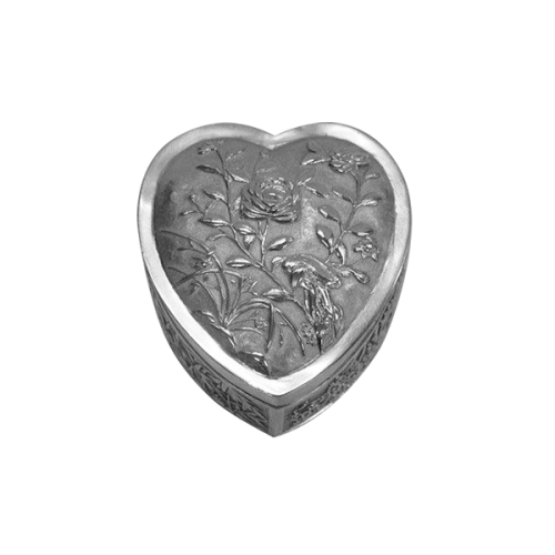 A Heart Shaped Chinese Export Silver Box