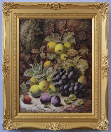 Still Life oil painting of apples, grapes & other fruit by Oliver Clare