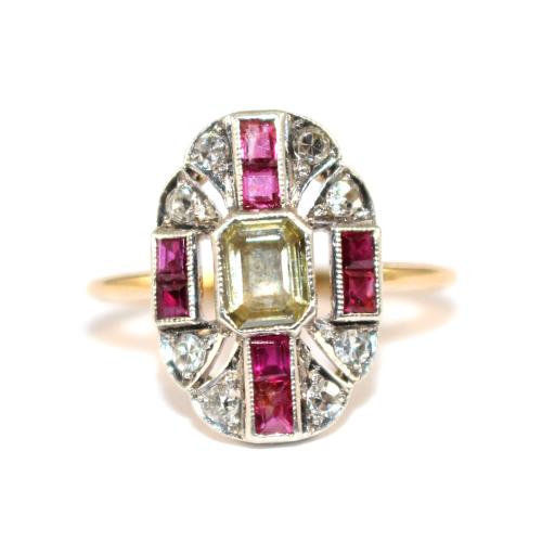 Ruby and Diamond Tablet ring circa 1950