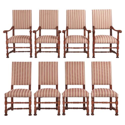 set of eight fruitwood chairs, late 19th century