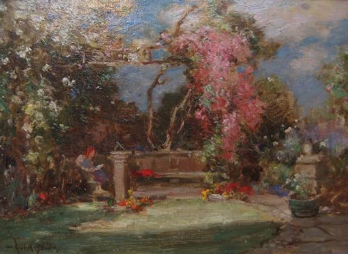 Owen Bowen oil painting Yorkshire oil on canvas garden