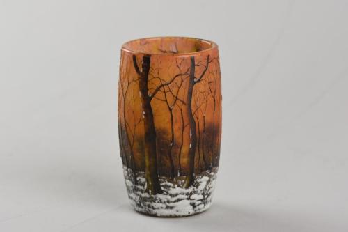 Daum Winter landscape beaker vase