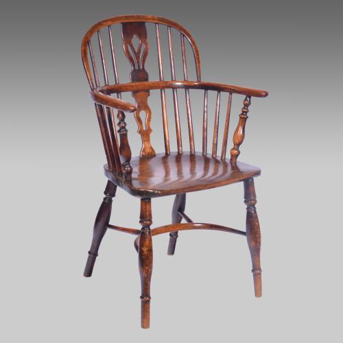19th century ash & elm lowback Windsor armchair