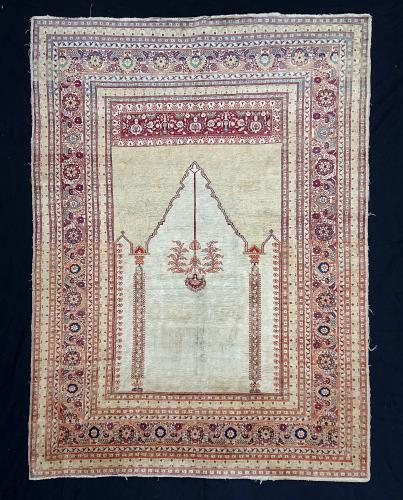 Persian Tabriz silk prayer rug