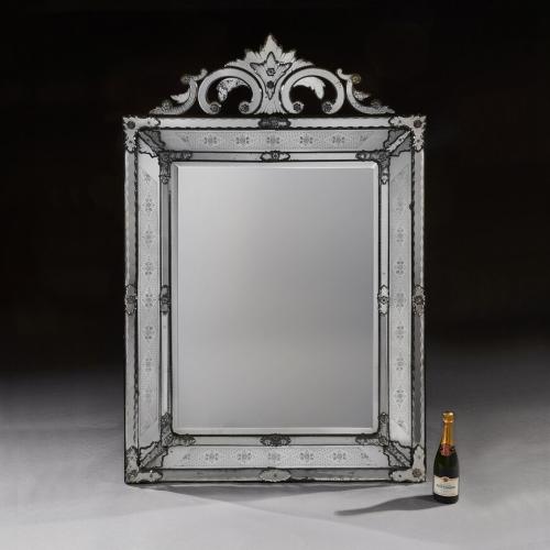 19th Century Venetian Murano Bevelled Glass Wall Mirror