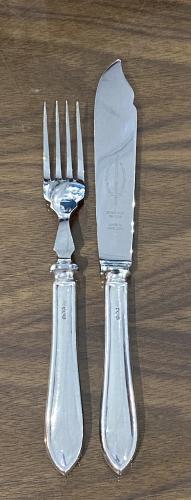 Sterling silver sandringham pattern fish  knives and forks 1959 Viner