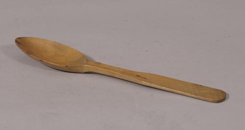 S/5049 Antique Treen 19th Century Sycamore Serving Spoon