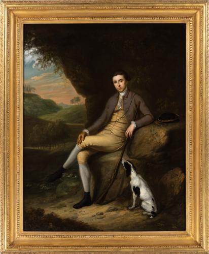 Portrait of a gentleman, possibly Judge James Ball, and his dog by Robert Hunter
