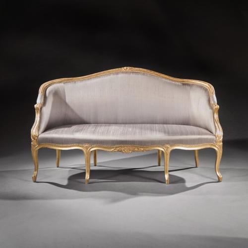 18th Century George III Giltwood Silk Upholstered French Hepplewhite Sofa