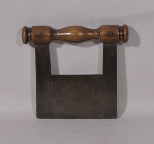 S/5056 Antique Treen 19th Century Sycamore Handled Herb Chopper
